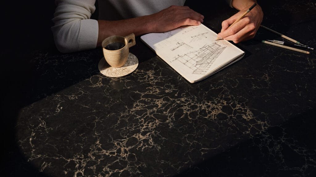 Caesarstone Vanilla Noir Composiet Keukenbladen